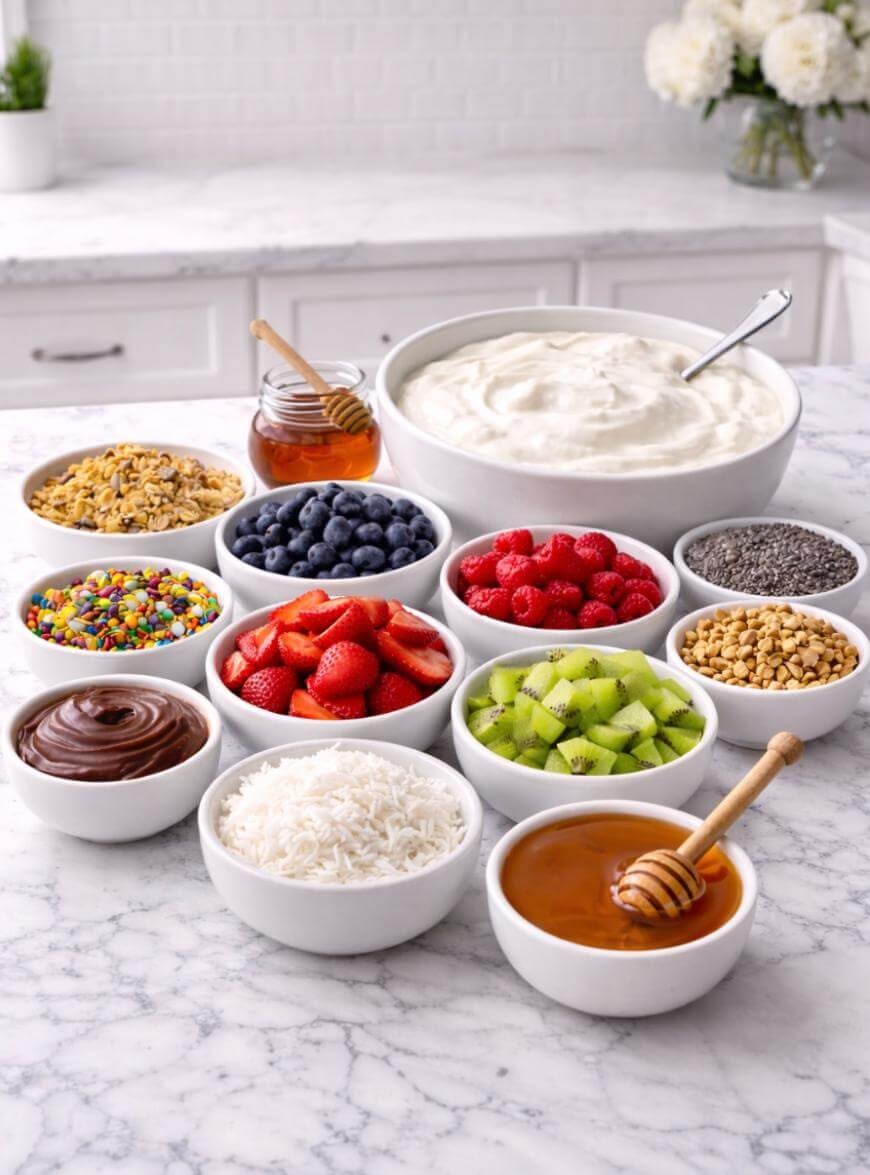 Fruit and yogurt station at Aura on the Rivers